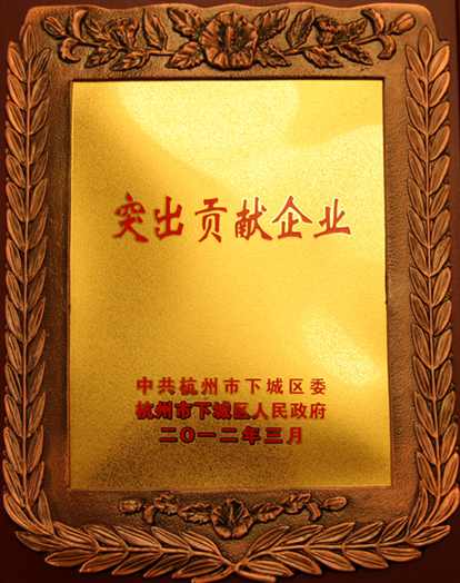 2012年：公司被下城區(qū)政府評(píng)為突出貢獻(xiàn)企業(yè)